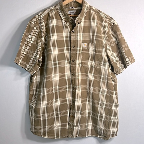Carhartt Relaxed Fit Button Down Short Sleeve Shirt size 2XL Tall - Picture 1 of 7